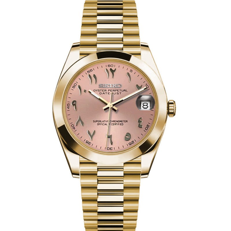 Datejust Mod - Arabic Dial - Gold - Pink