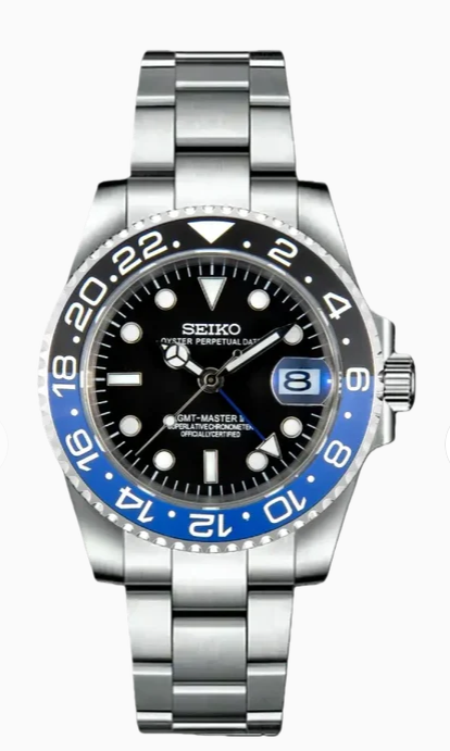 GMT Seiko Mod Batman - Blue and Black Bezel by Waqtic