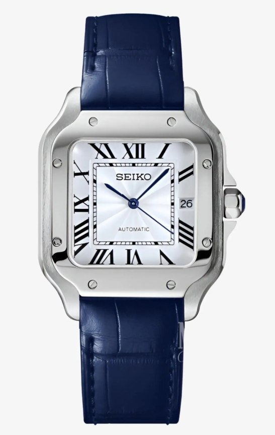 Santos Mod - (NAVY LEATHER STRAP)