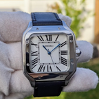 Santos Mod - (NAVY LEATHER STRAP)
