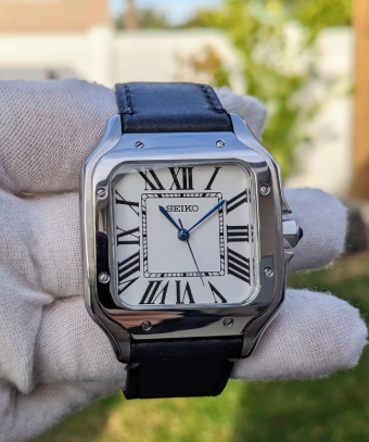 Santos Mod - (NAVY LEATHER STRAP)