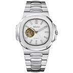 Nautilus Seiko Mod Snow White Open Heart Dial by Waqtic