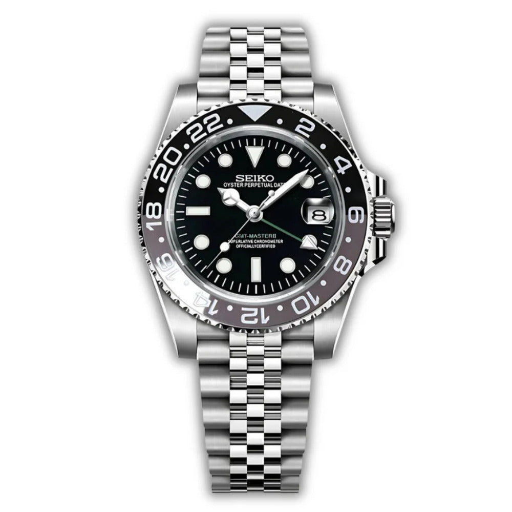 GMT Seiko Mod Bruce Wayne - Green and Black Bezel by Waqtic