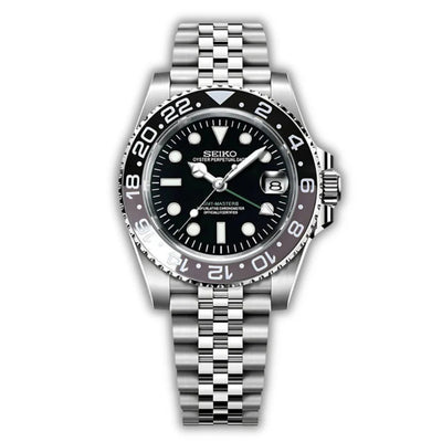 GMT Seiko Mod Bruce Wayne - Green and Black Bezel by Waqtic